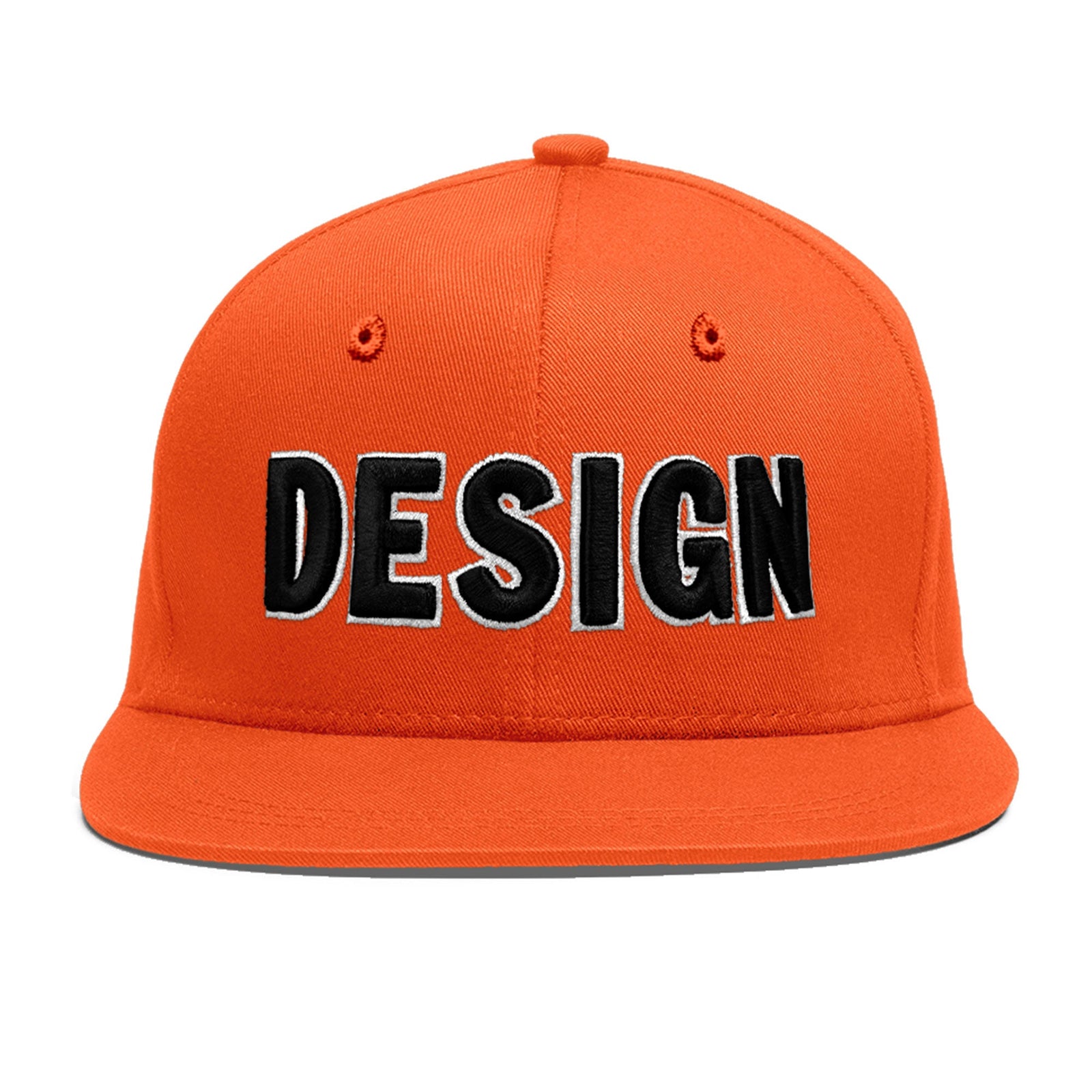 Custom Orange 3D Puff Embroidery Flat Embroidery Casual Sport Baseball Cap
