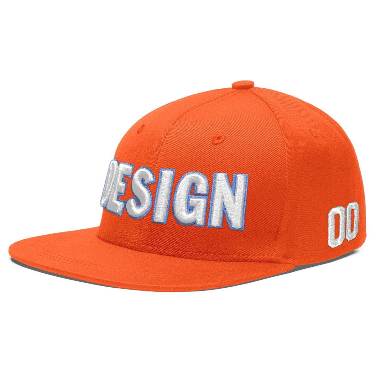 Custom Orange 3D Puff Embroidery Flat Embroidery Casual Sport Baseball Cap