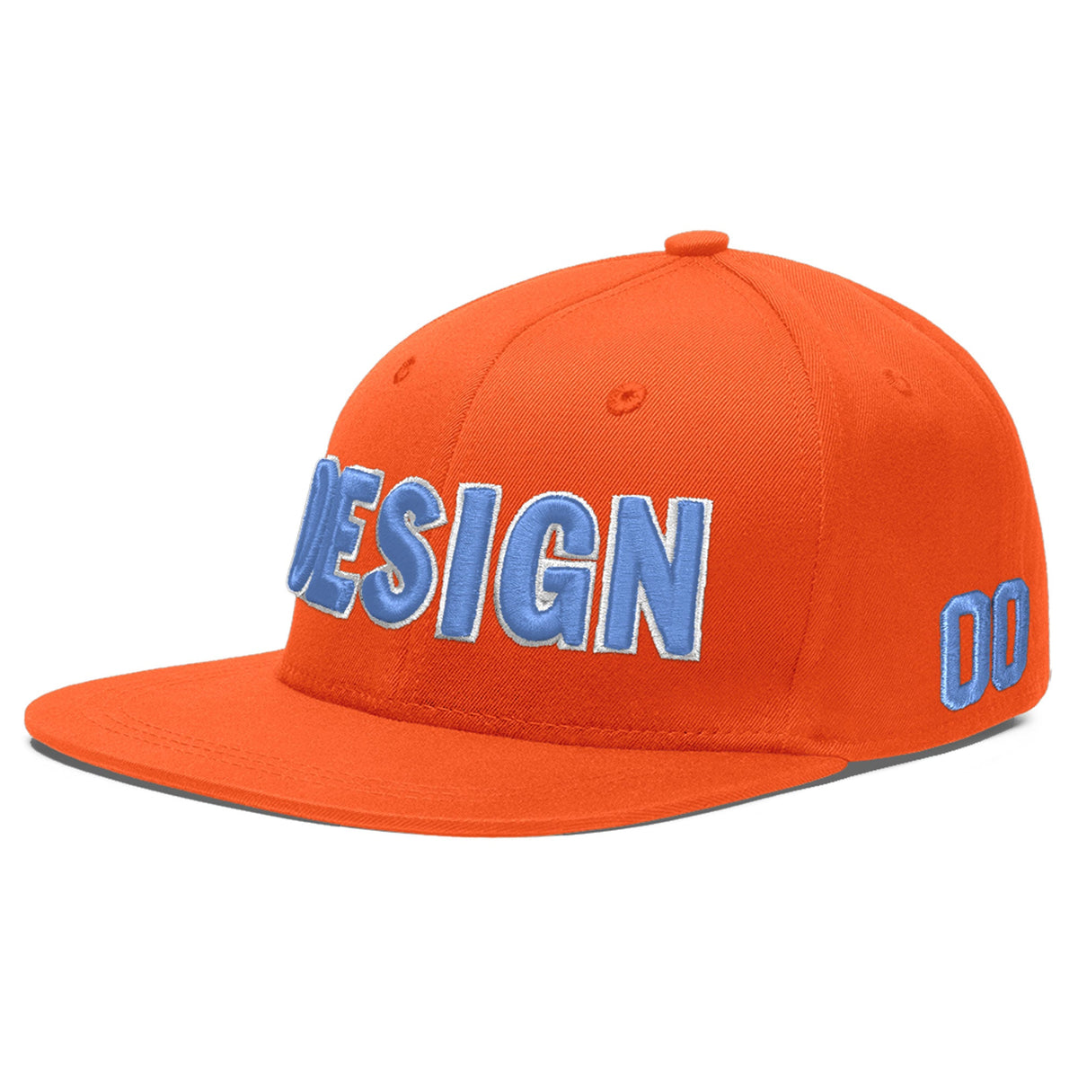 Custom Orange 3D Puff Embroidery Flat Embroidery Casual Sport Baseball Cap
