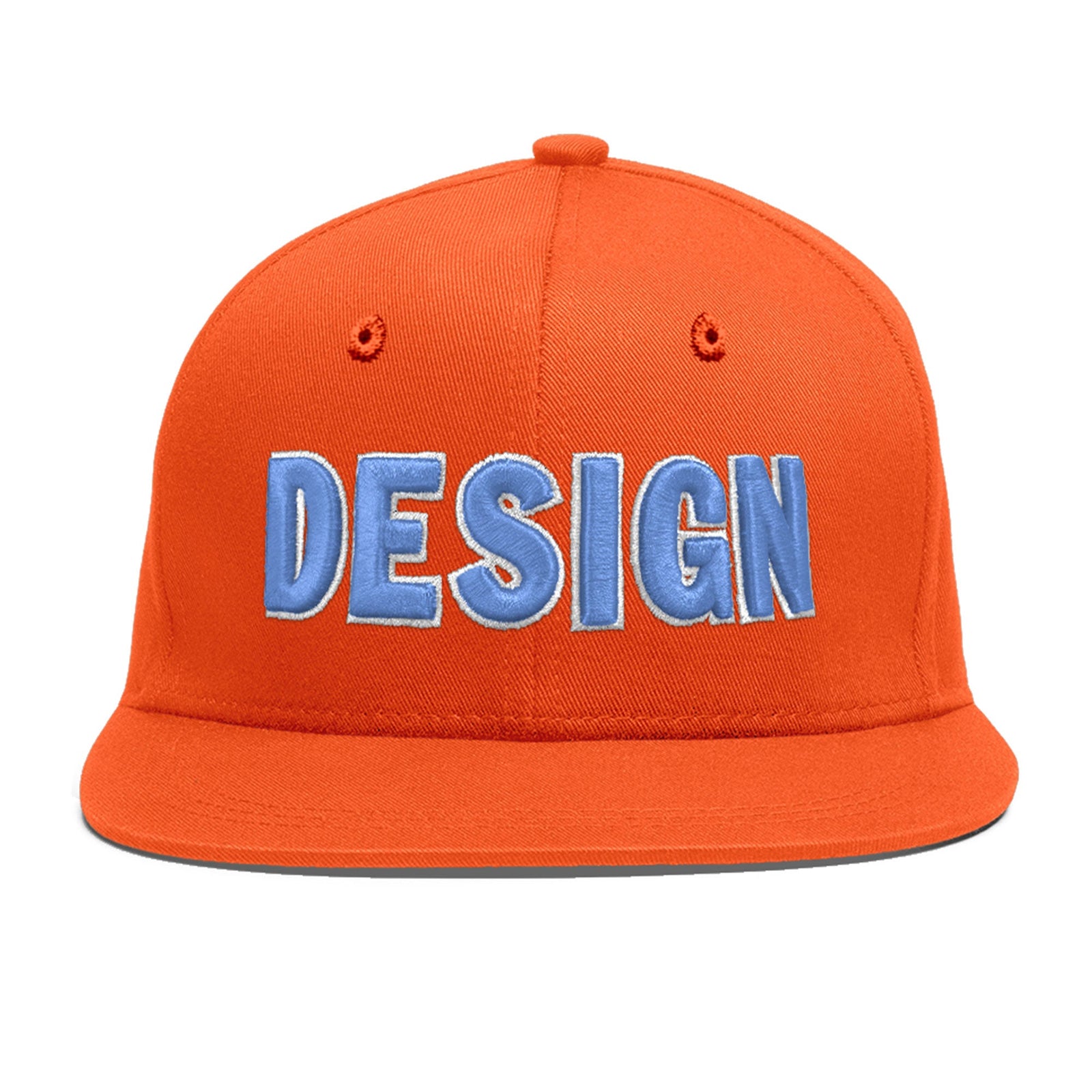 Custom Orange 3D Puff Embroidery Flat Embroidery Casual Sport Baseball Cap