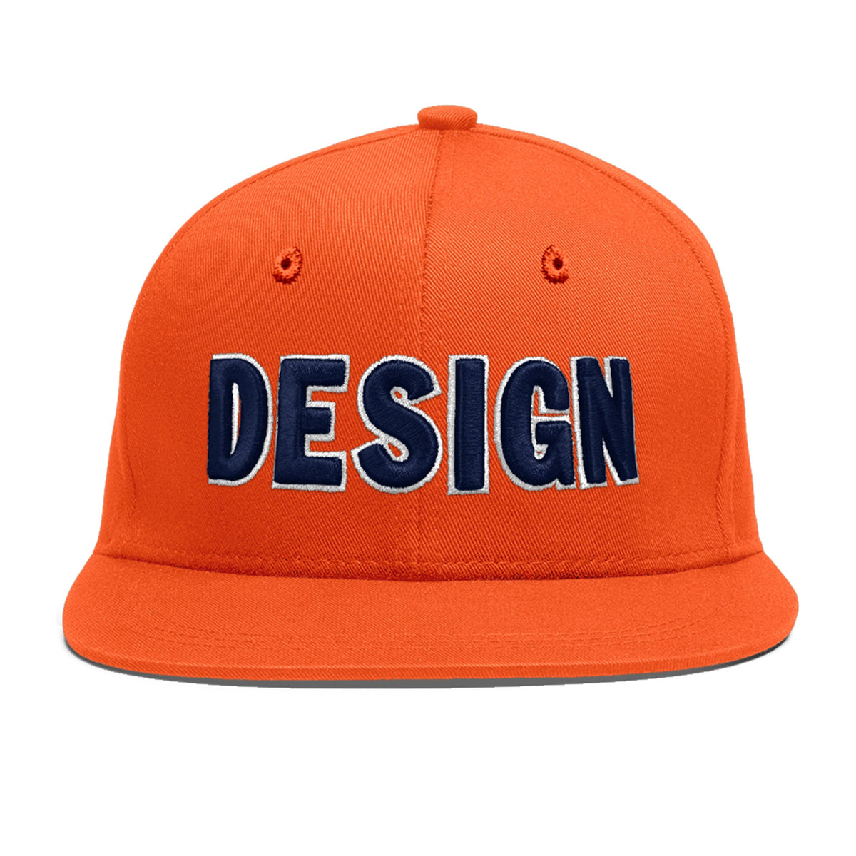 Custom Orange 3D Puff Embroidery Flat Embroidery Casual Sport Baseball Cap