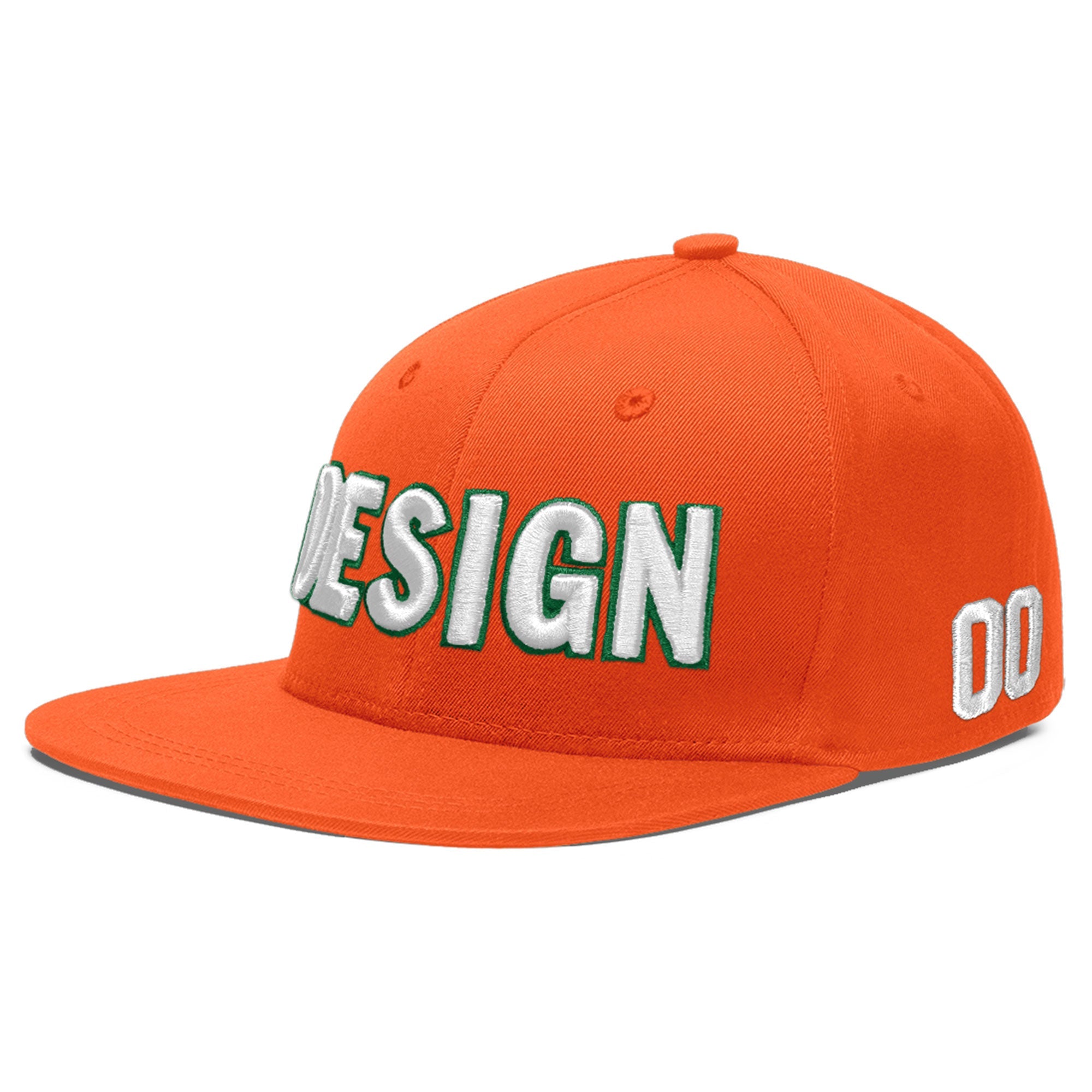 Custom Orange 3D Puff Embroidery Flat Embroidery Casual Sport Baseball Cap
