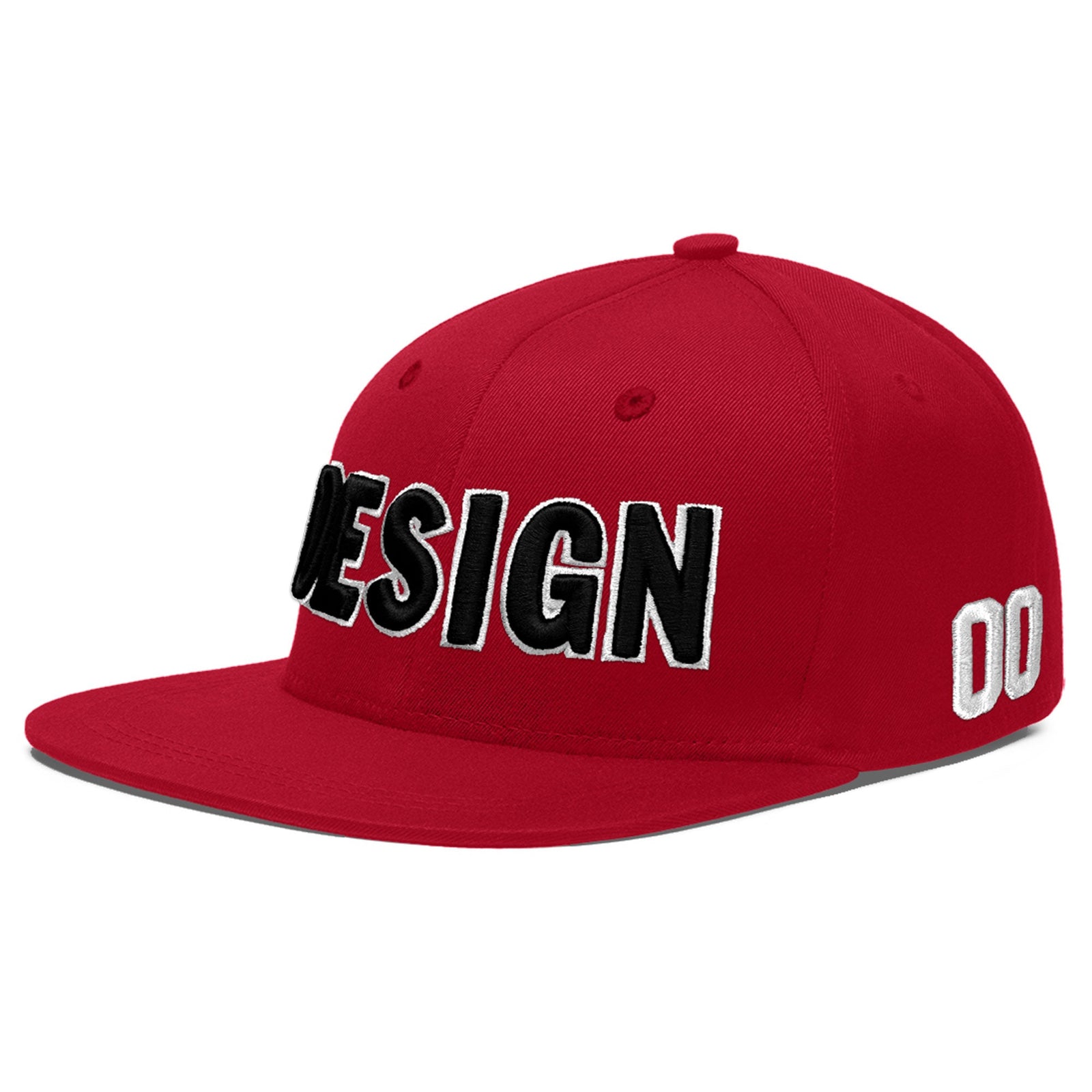 Custom Red 3D Puff Embroidery Flat Embroidery Casual Sport Baseball Cap