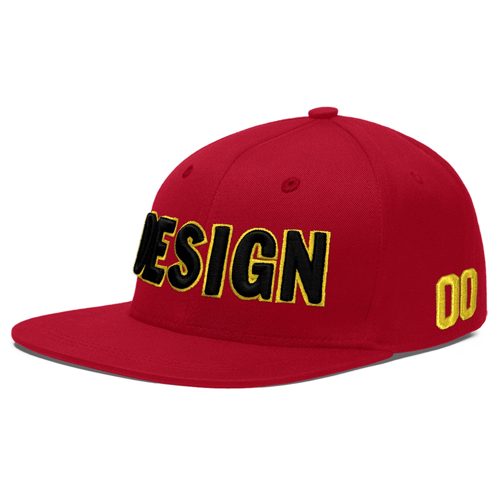 Custom Red 3D Puff Embroidery Flat Embroidery Casual Sport Baseball Cap