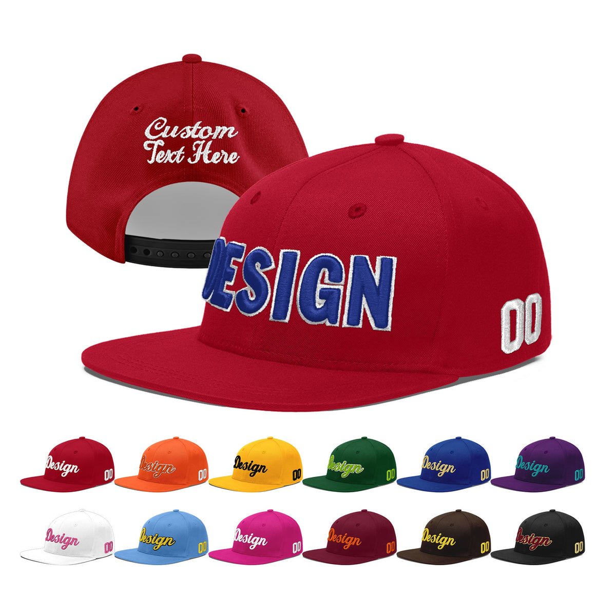 Custom Red 3D Puff Embroidery Flat Embroidery Casual Sport Baseball Cap