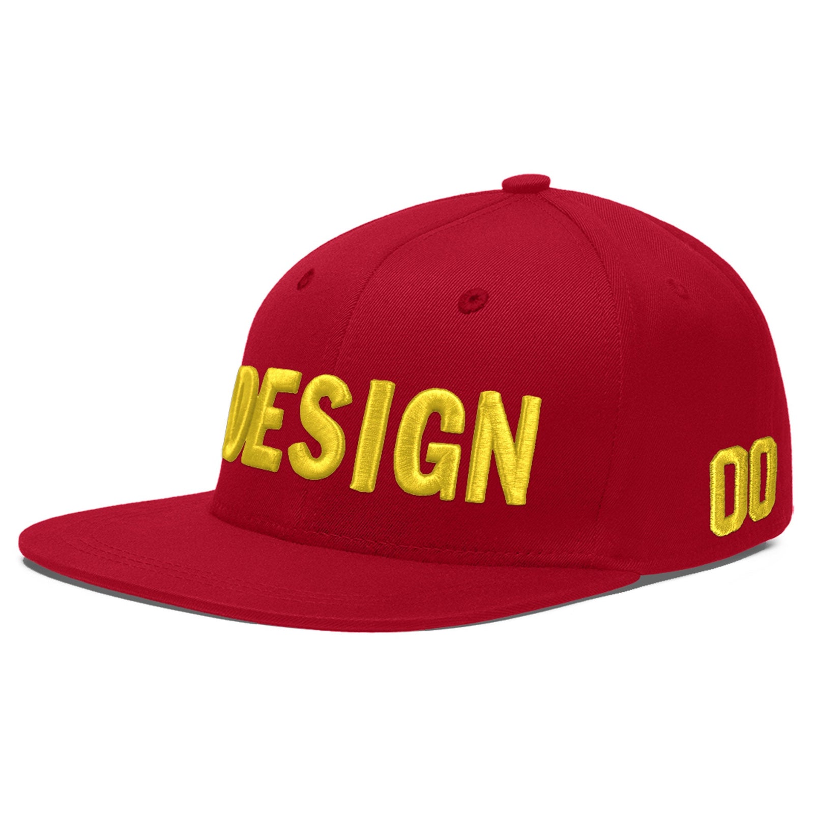 Custom Red 3D Puff Embroidery Flat Embroidery Casual Sport Baseball Cap