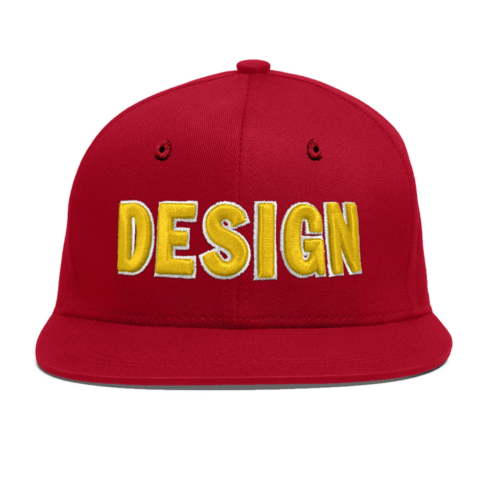 Custom Red 3D Puff Embroidery Flat Embroidery Casual Sport Baseball Cap