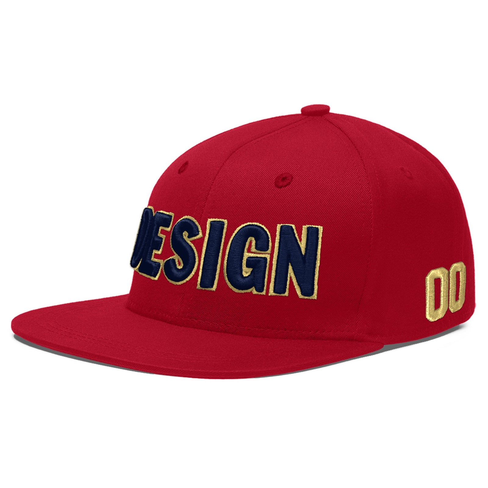 Custom Red 3D Puff Embroidery Flat Embroidery Casual Sport Baseball Cap