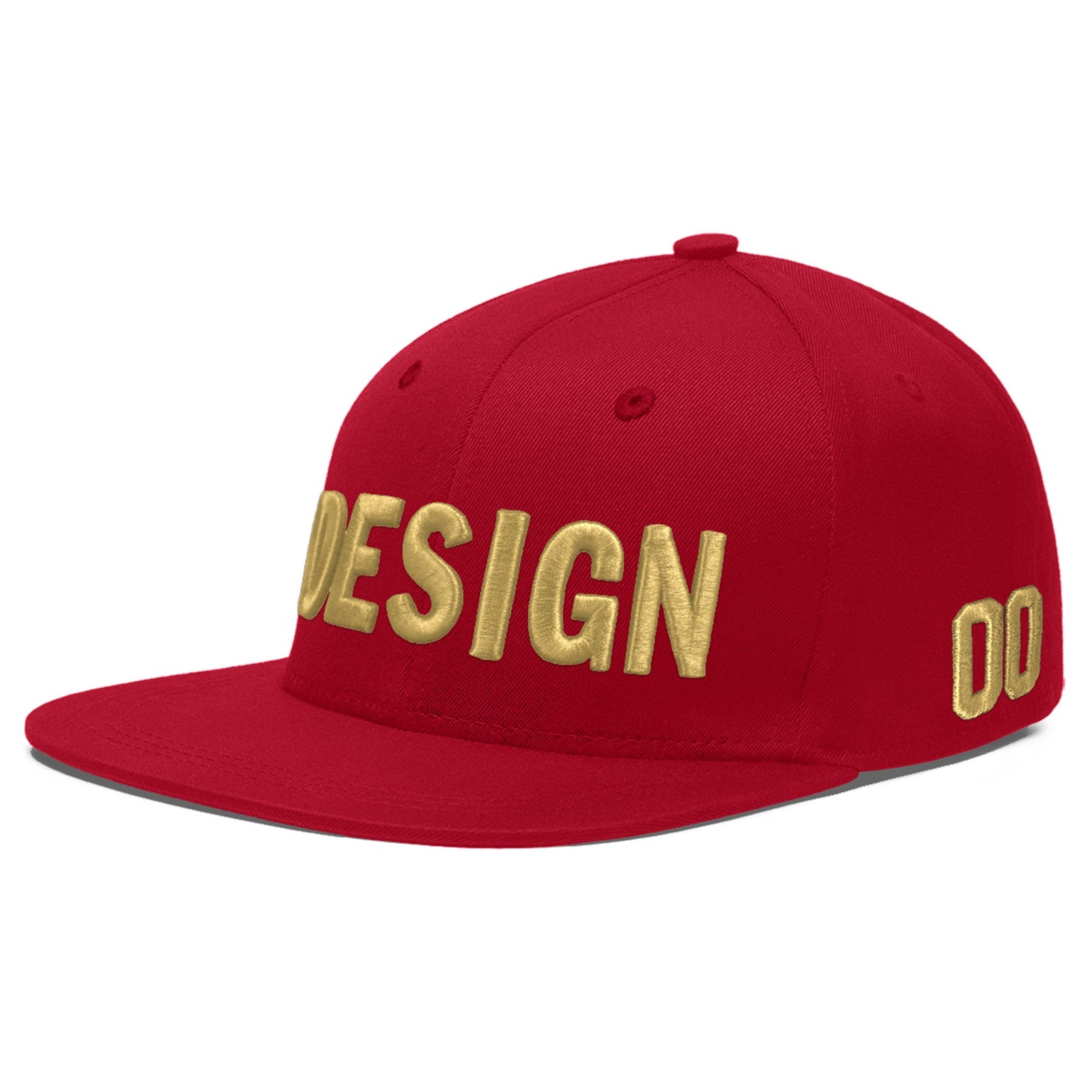 Custom Red 3D Puff Embroidery Flat Embroidery Casual Sport Baseball Cap