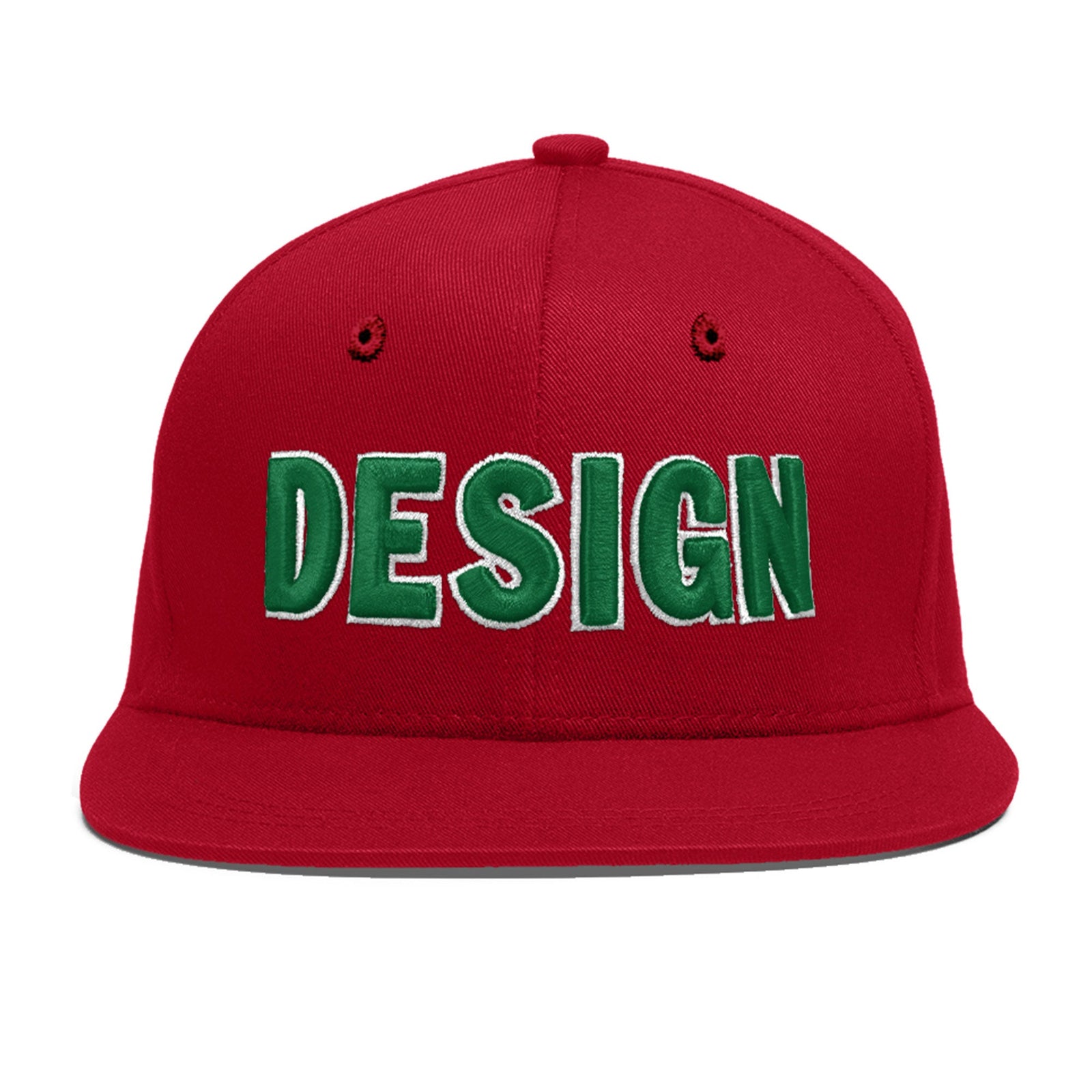 Custom Red 3D Puff Embroidery Flat Embroidery Casual Sport Baseball Cap