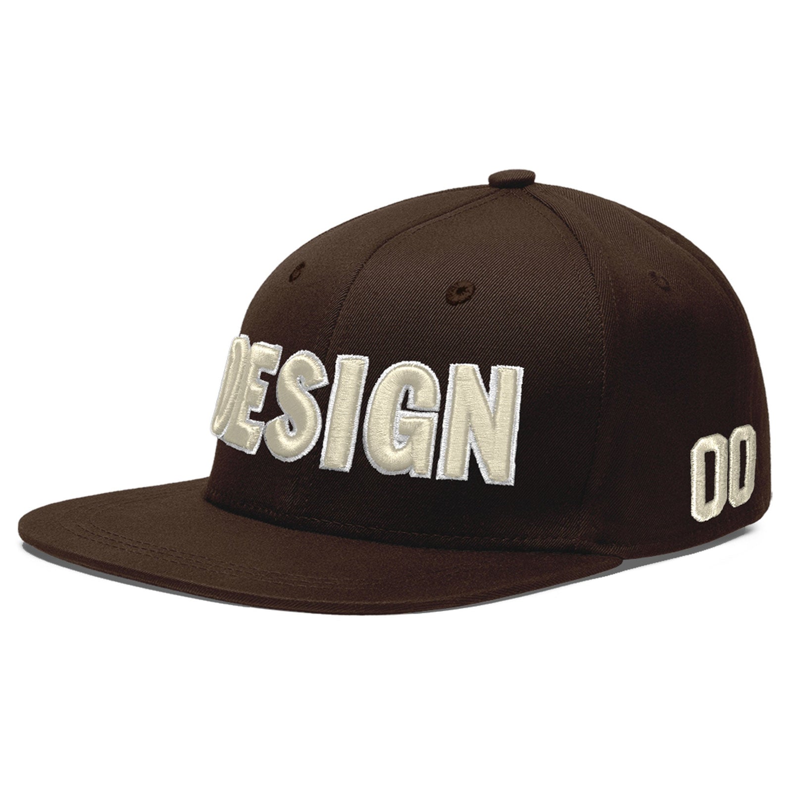 Custom Brown 3D Puff Embroidery Flat Embroidery Casual Sport Baseball Cap