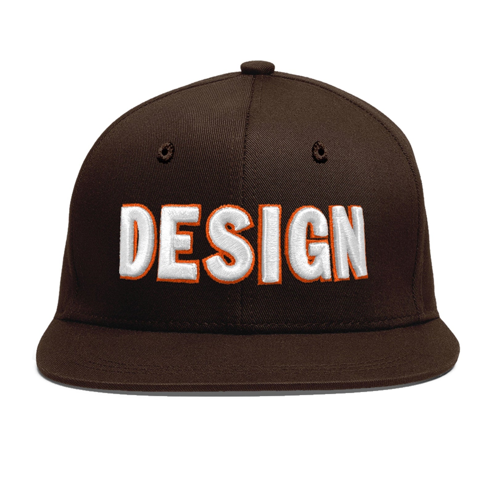 Custom Brown 3D Puff Embroidery Flat Embroidery Casual Sport Baseball Cap