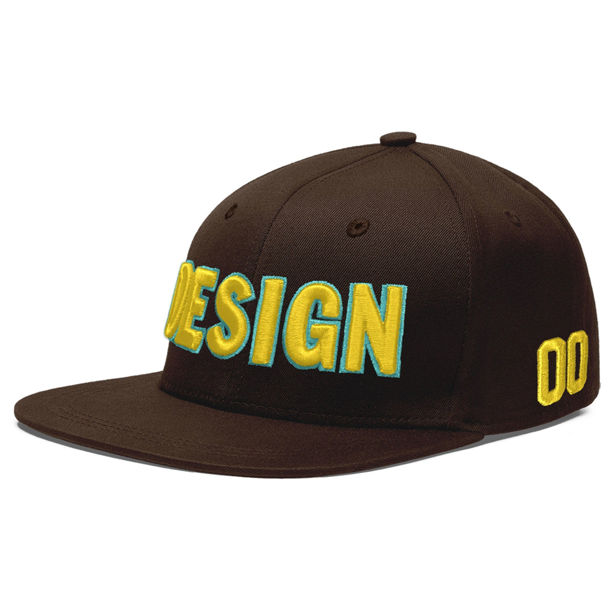 Custom Brown 3D Puff Embroidery Flat Embroidery Casual Sport Baseball Cap