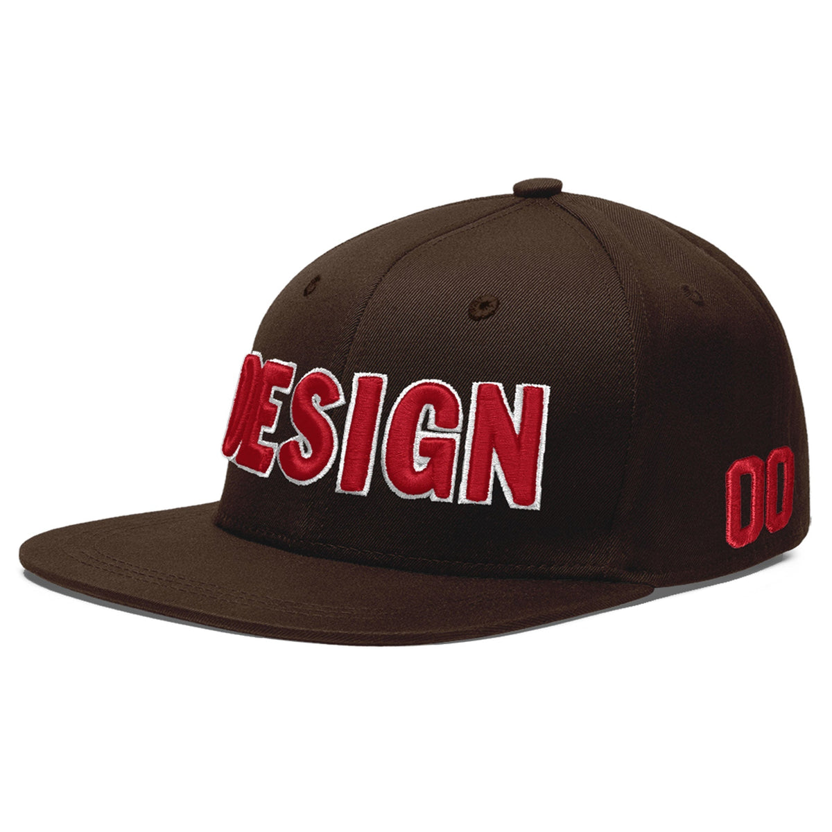 Custom Brown 3D Puff Embroidery Flat Embroidery Casual Sport Baseball Cap