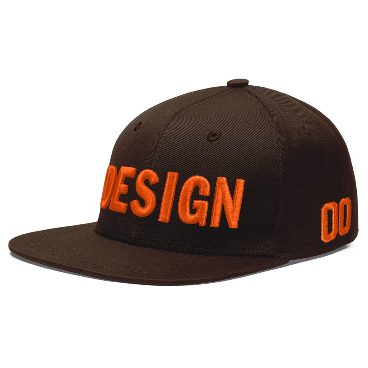 Custom Brown 3D Puff Embroidery Flat Embroidery Casual Sport Baseball Cap