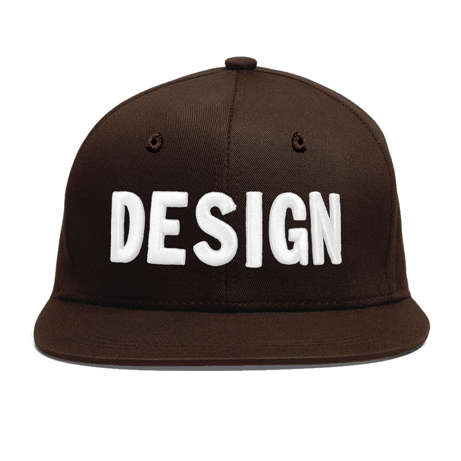 Custom Brown 3D Puff Embroidery Flat Embroidery Casual Sport Baseball Cap