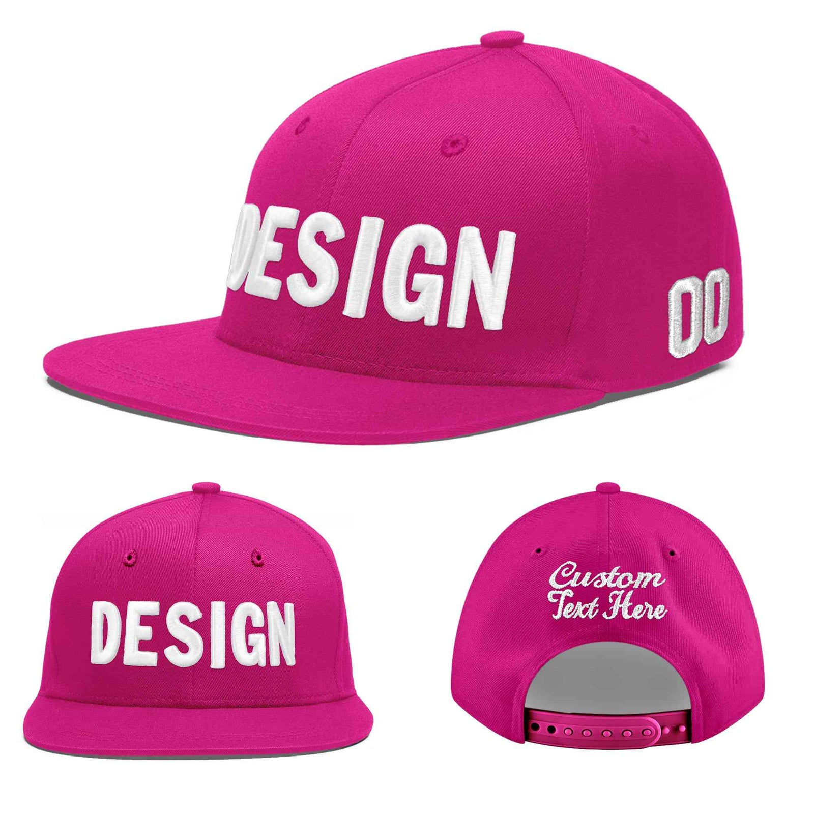 Custom Rose Red 3D Puff Embroidery Flat Embroidery Casual Sport Baseball Cap