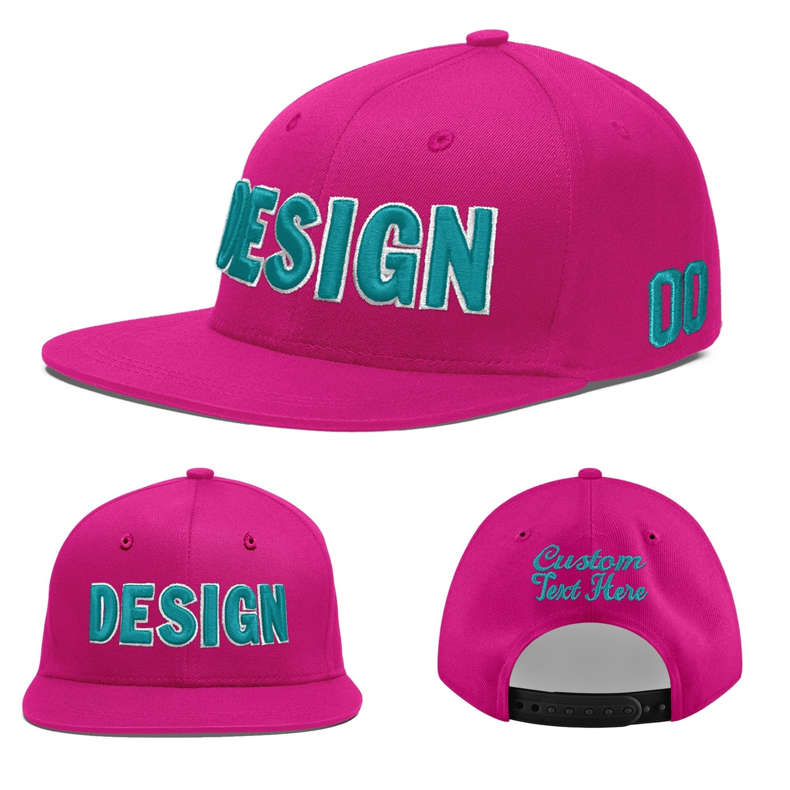 Custom Rose Red 3D Puff Embroidery Flat Embroidery Casual Sport Baseball Cap