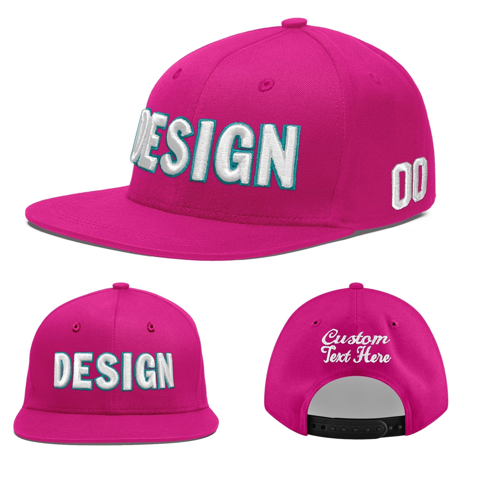 Custom Rose Red 3D Puff Embroidery Flat Embroidery Casual Sport Baseball Cap