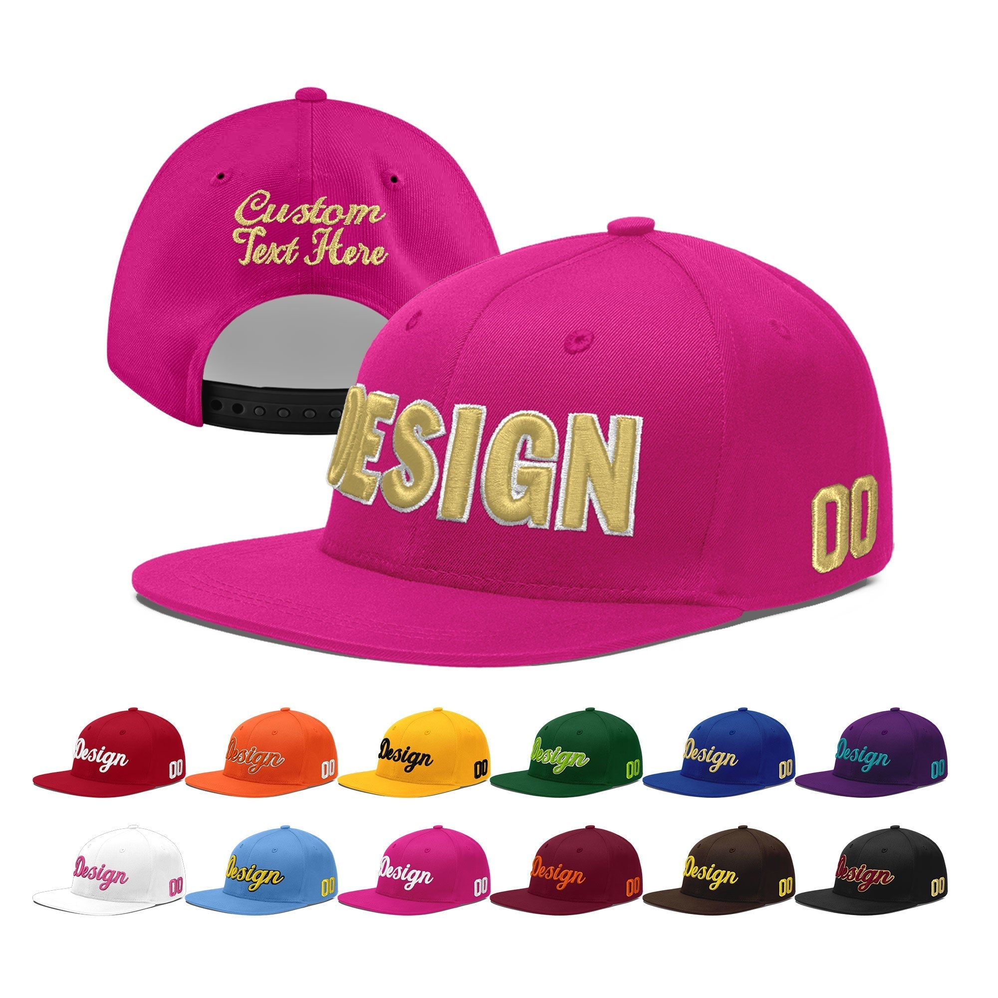 Custom Rose Red 3D Puff Embroidery Flat Embroidery Casual Sport Baseball Cap