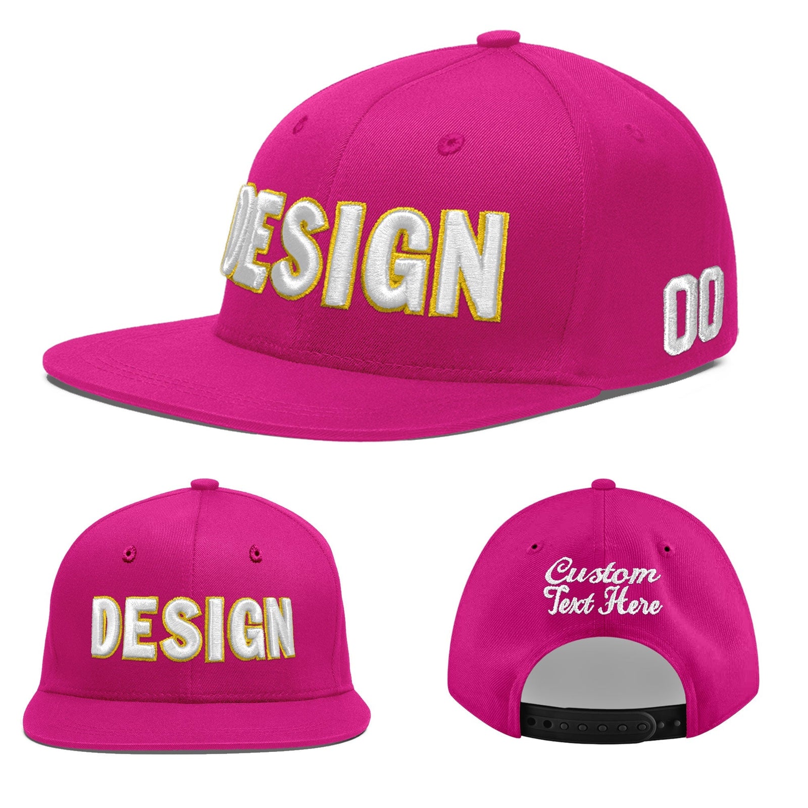 Custom Rose Red 3D Puff Embroidery Flat Embroidery Casual Sport Baseball Cap