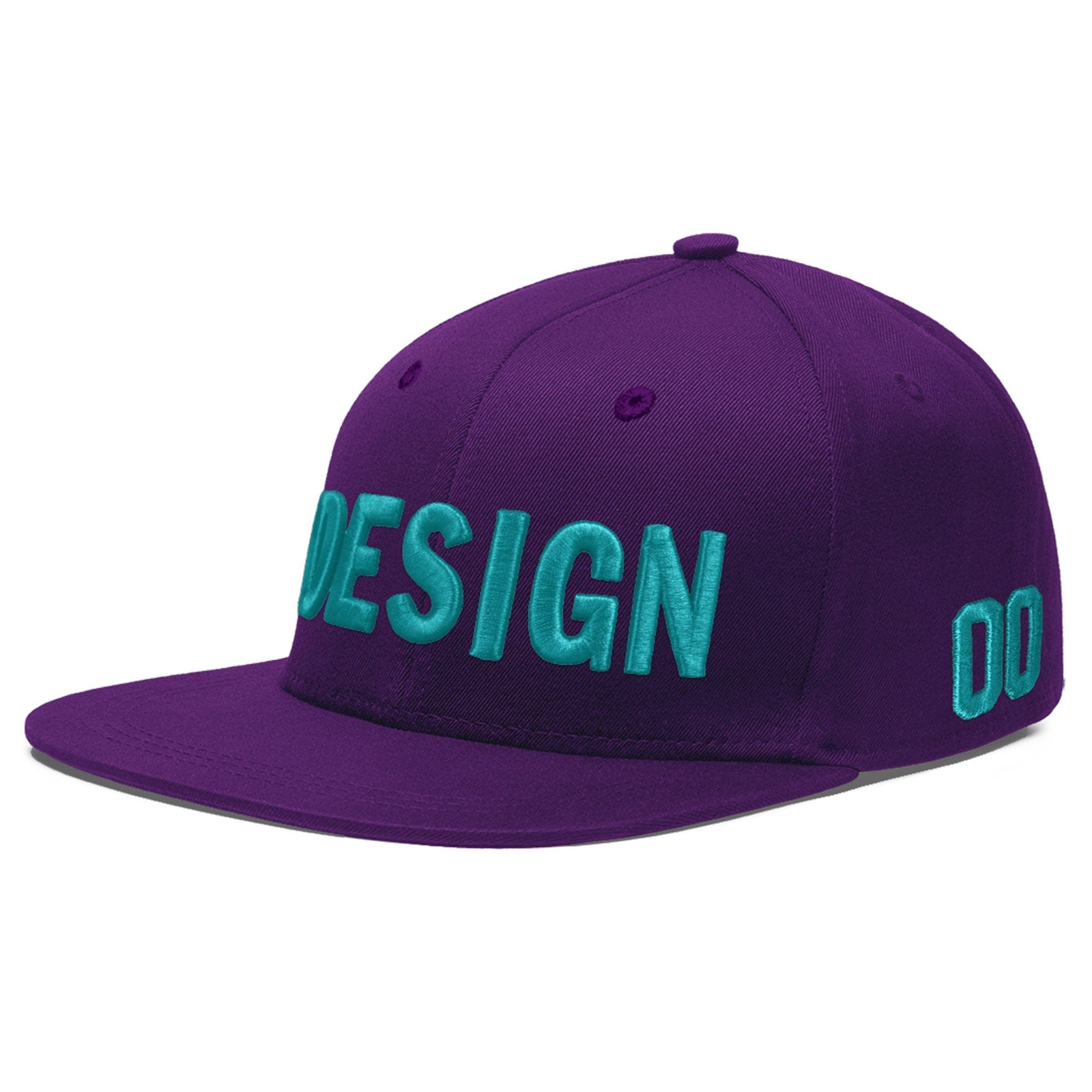 Custom Purple 3D Puff Embroidery Flat Embroidery Casual Sport Baseball Cap