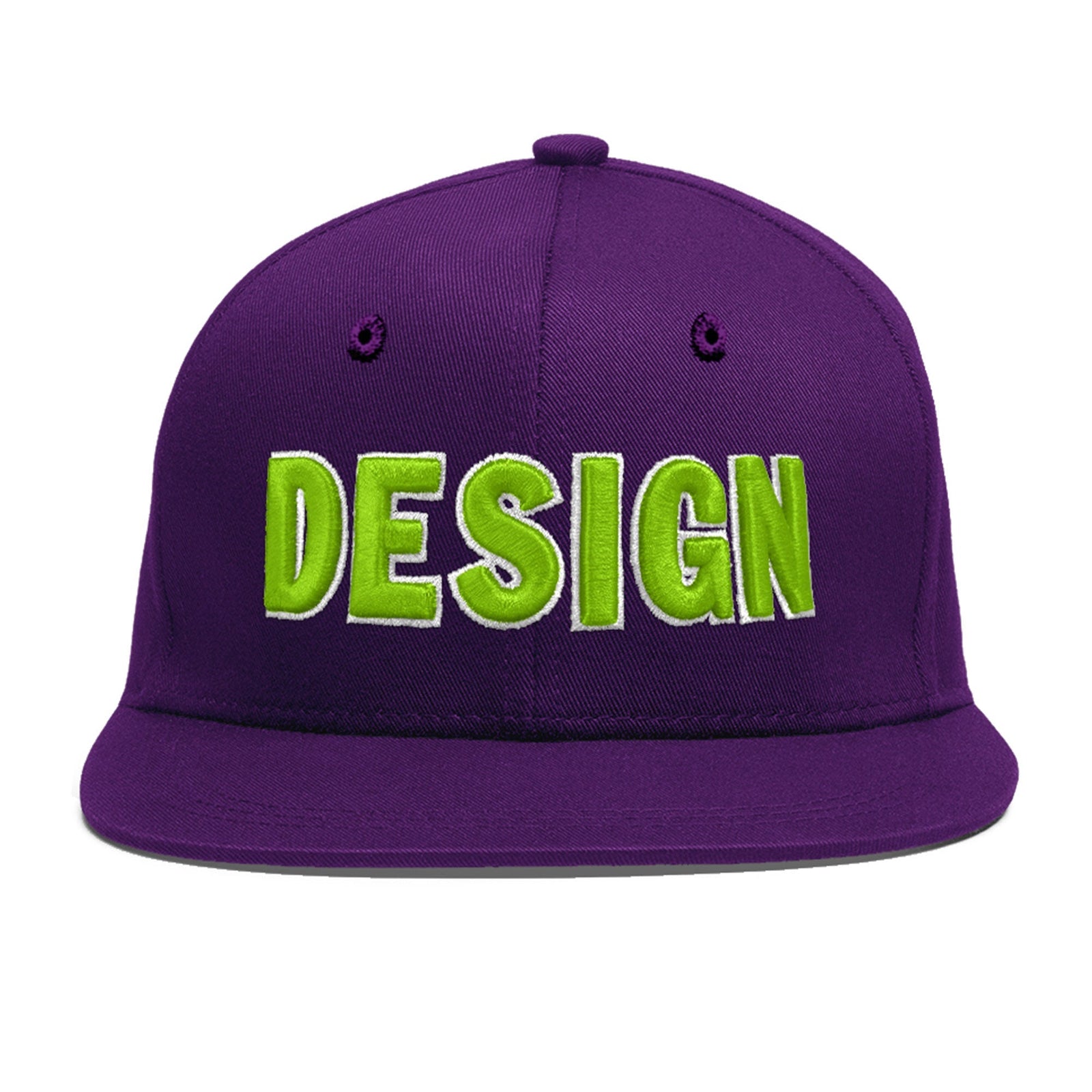 Custom Purple 3D Puff Embroidery Flat Embroidery Casual Sport Baseball Cap
