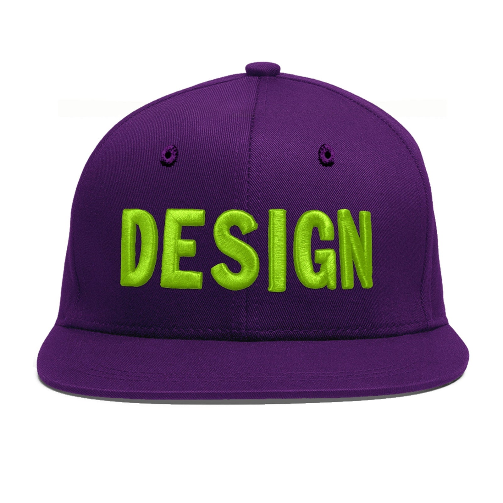 Custom Purple 3D Puff Embroidery Flat Embroidery Casual Sport Baseball Cap