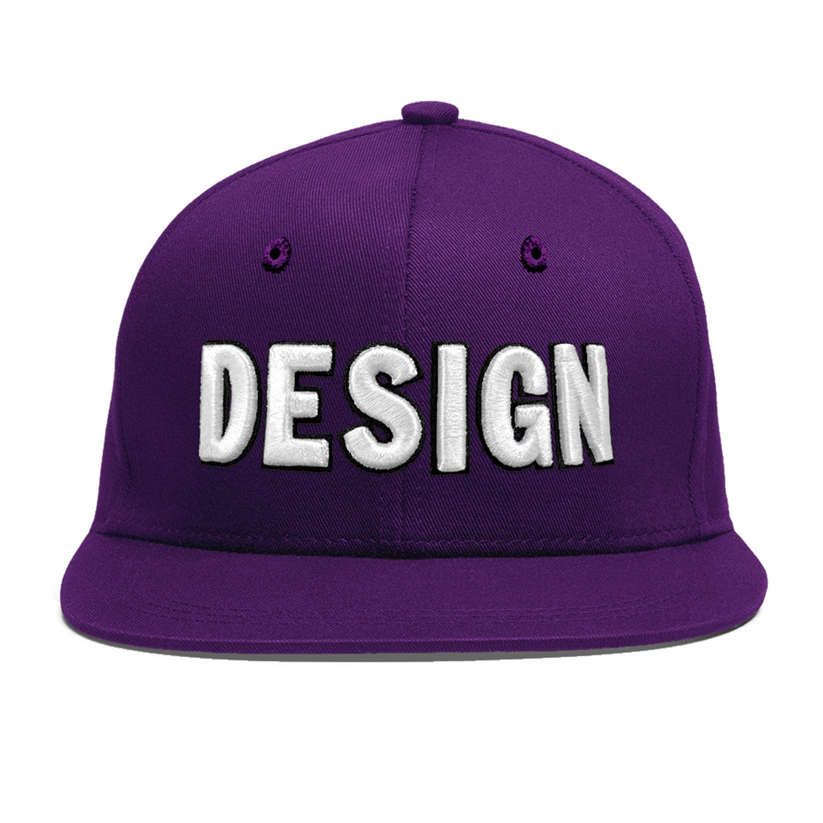 Custom Purple 3D Puff Embroidery Flat Embroidery Casual Sport Baseball Cap
