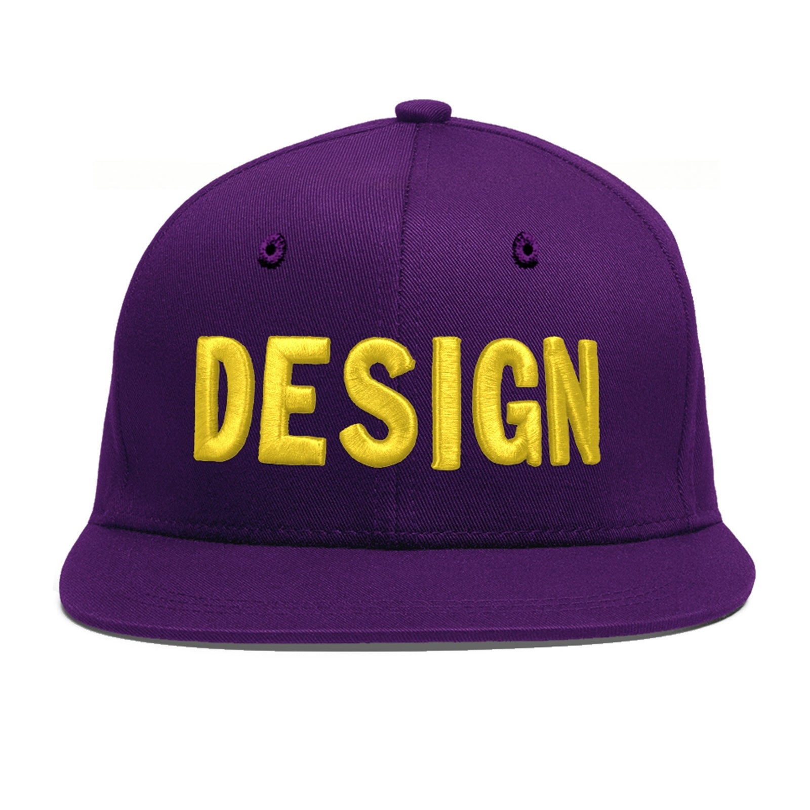 Custom Purple 3D Puff Embroidery Flat Embroidery Casual Sport Baseball Cap