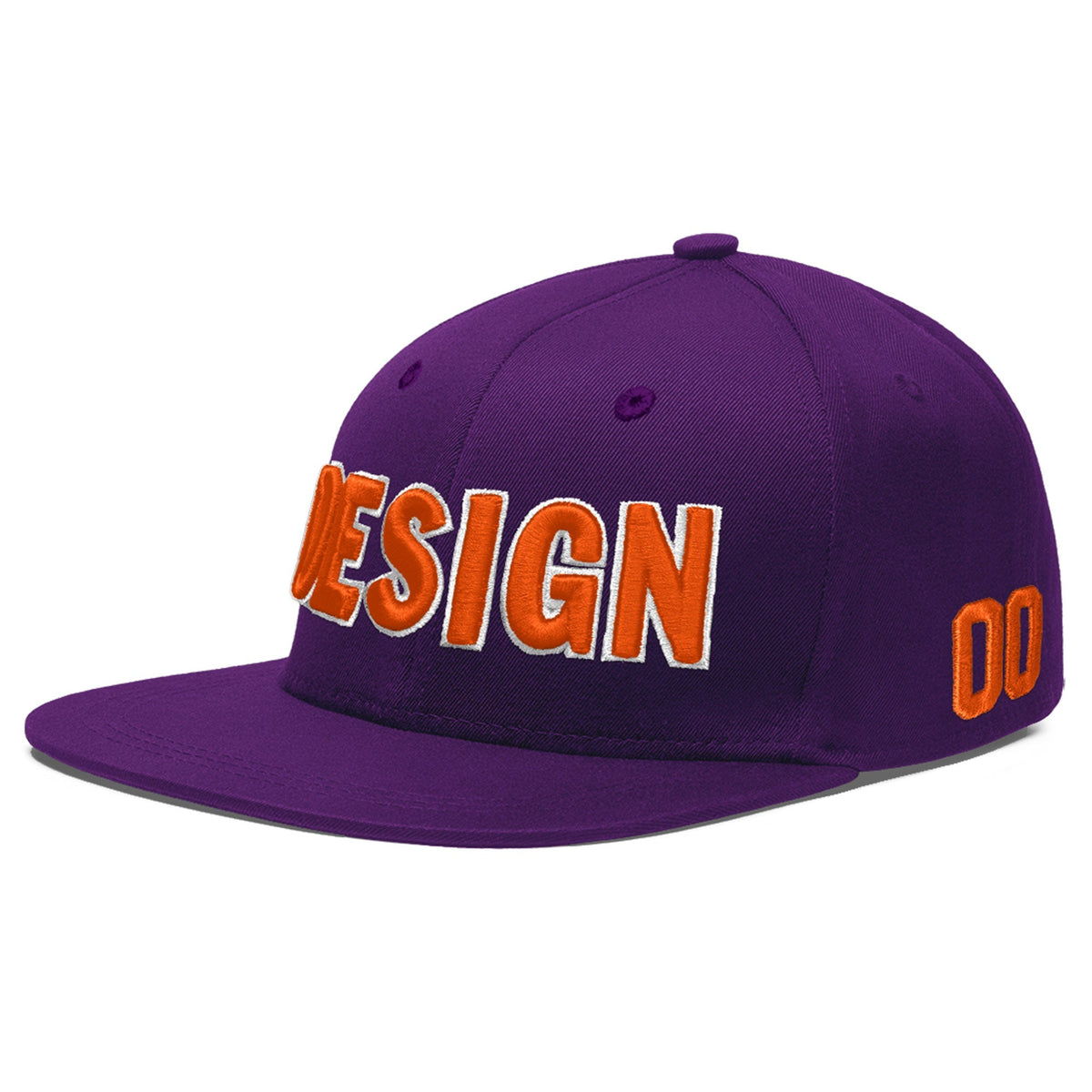 Custom Purple 3D Puff Embroidery Flat Embroidery Casual Sport Baseball Cap