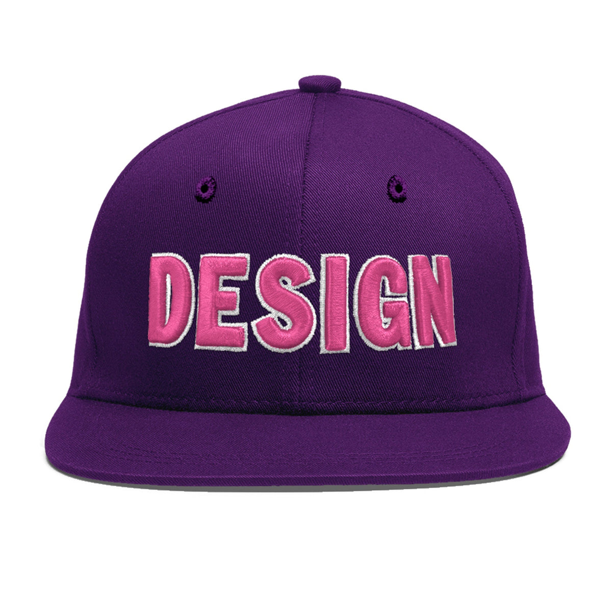 Custom Purple 3D Puff Embroidery Flat Embroidery Casual Sport Baseball Cap