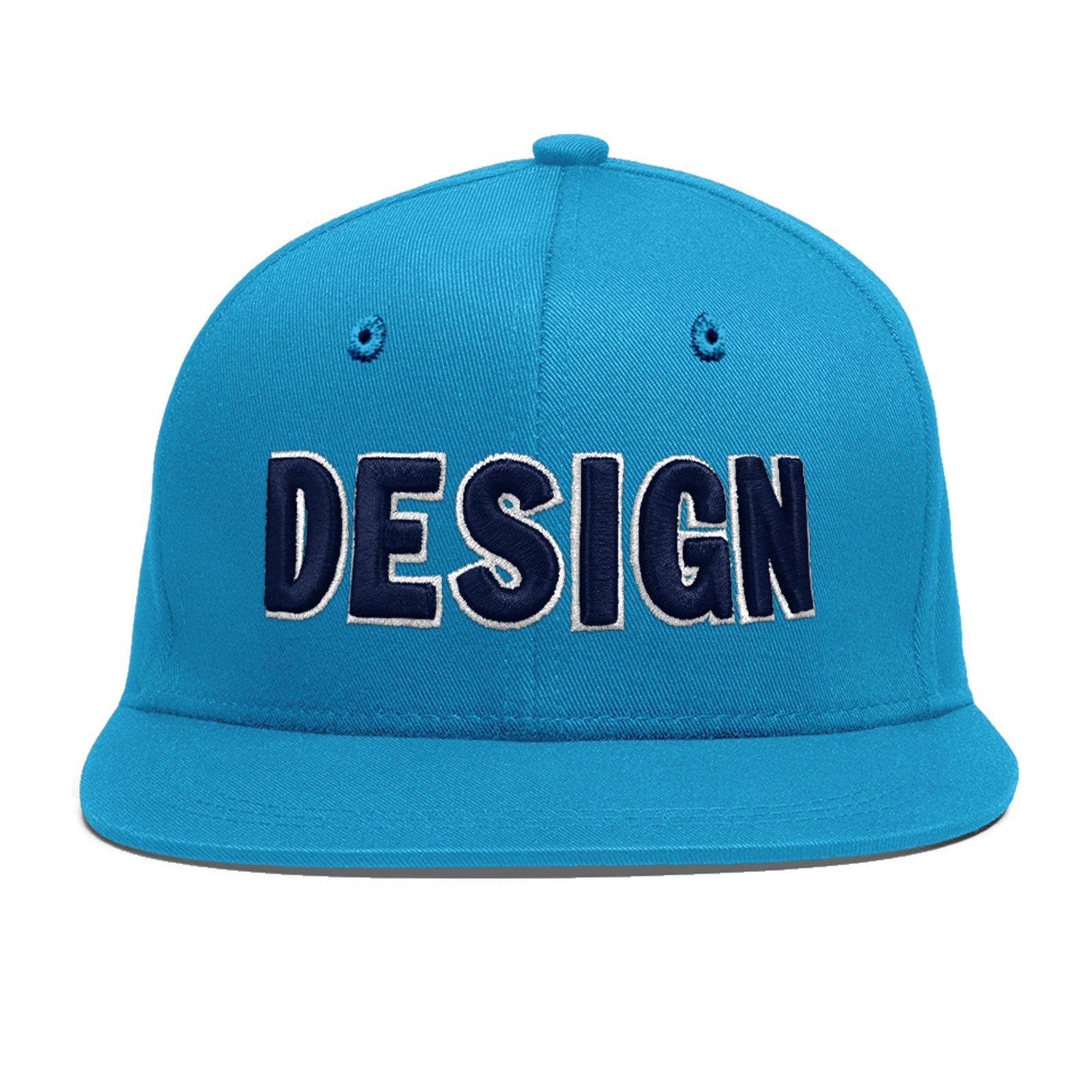 Custom Light Blue 3D Puff Embroidery Flat Embroidery Casual Sport Baseball Cap