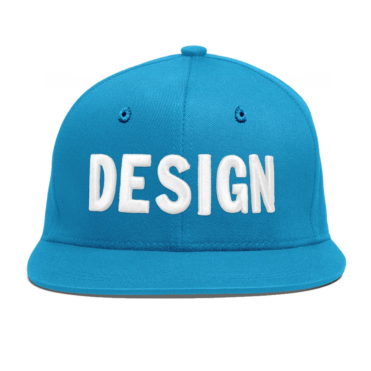 Custom Light Blue 3D Puff Embroidery Flat Embroidery Casual Sport Baseball Cap