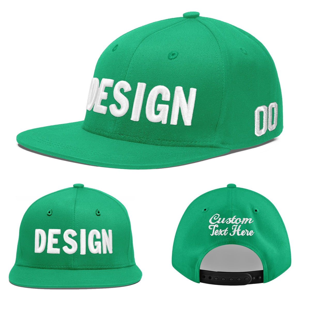 Custom Aqua 3D Puff Embroidery Flat Embroidery Casual Sport Baseball Cap