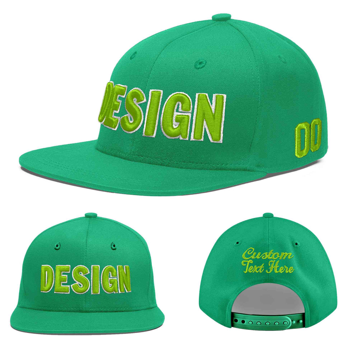 Custom Aqua 3D Puff Embroidery Flat Embroidery Casual Sport Baseball Cap
