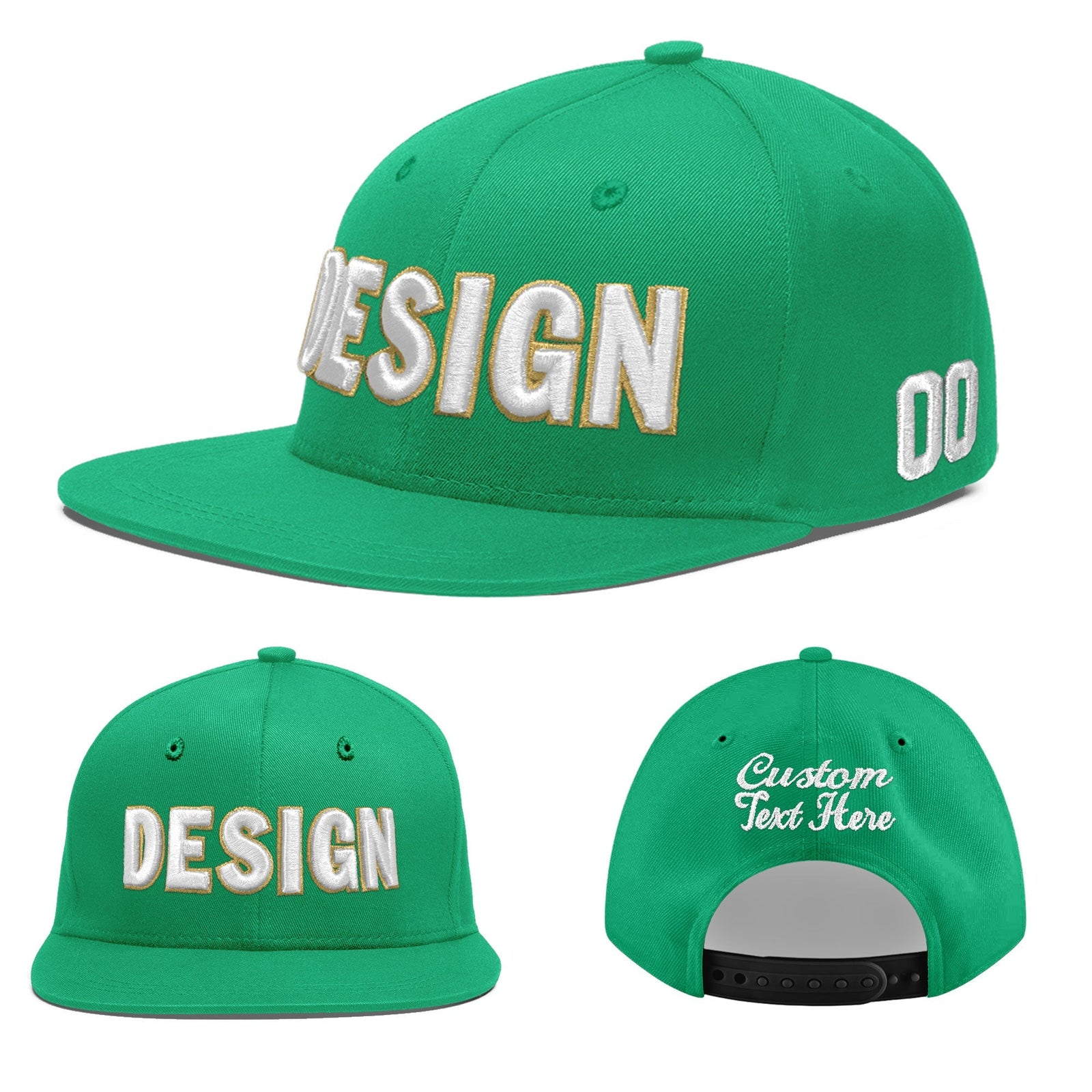 Custom Aqua 3D Puff Embroidery Flat Embroidery Casual Sport Baseball Cap