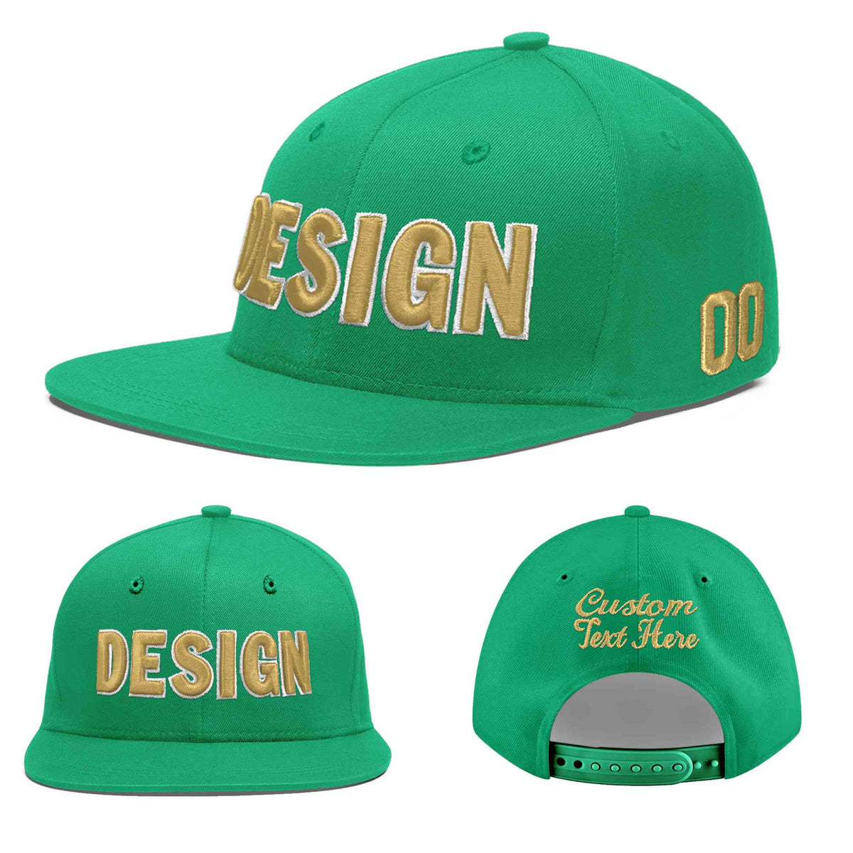 Custom Aqua 3D Puff Embroidery Flat Embroidery Casual Sport Baseball Cap