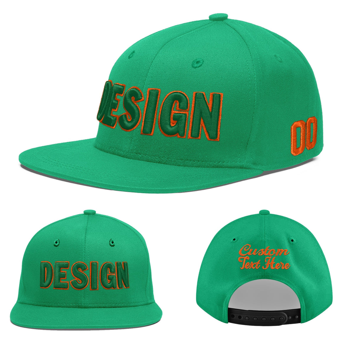 Custom Aqua 3D Puff Embroidery Flat Embroidery Casual Sport Baseball Cap