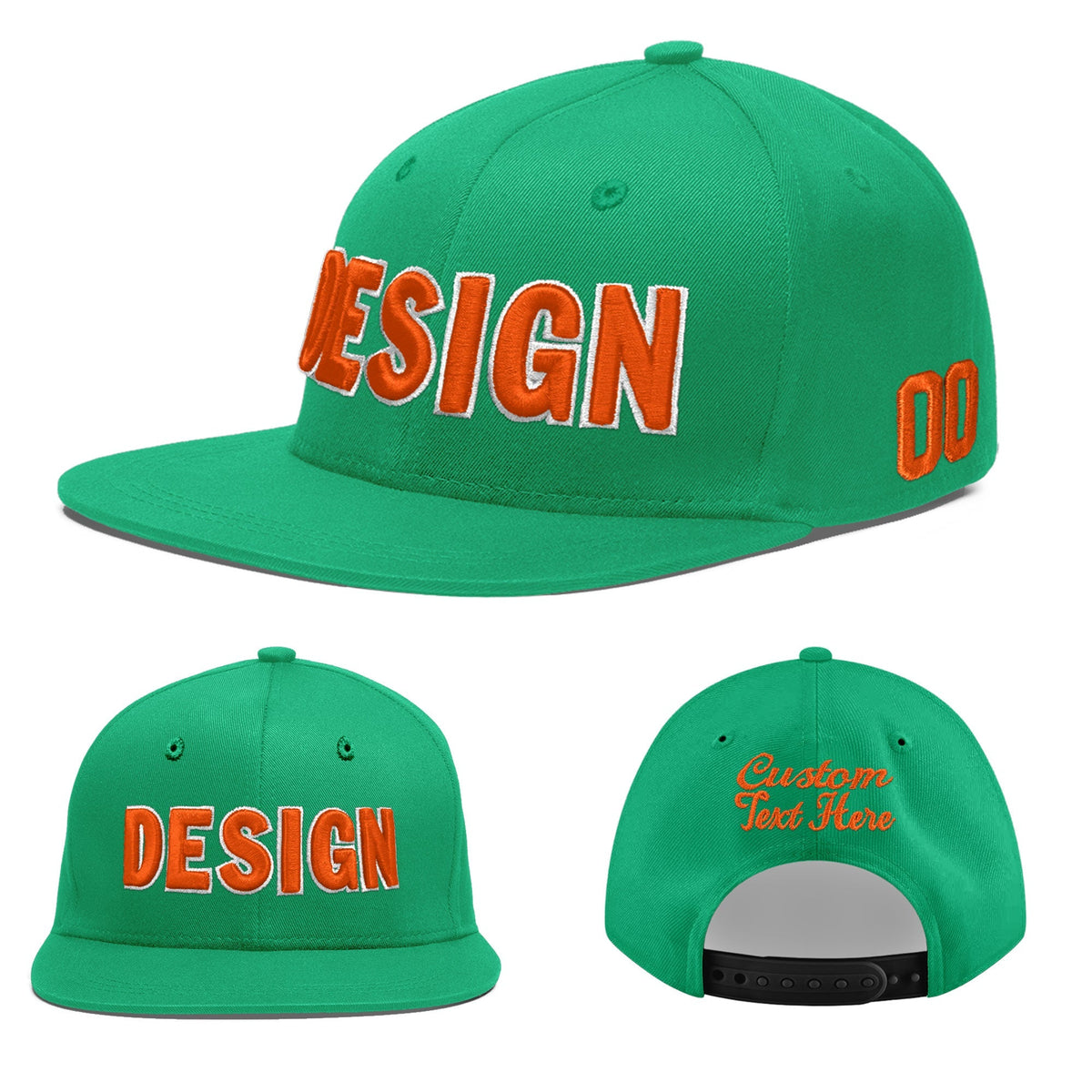 Custom Aqua 3D Puff Embroidery Flat Embroidery Casual Sport Baseball Cap