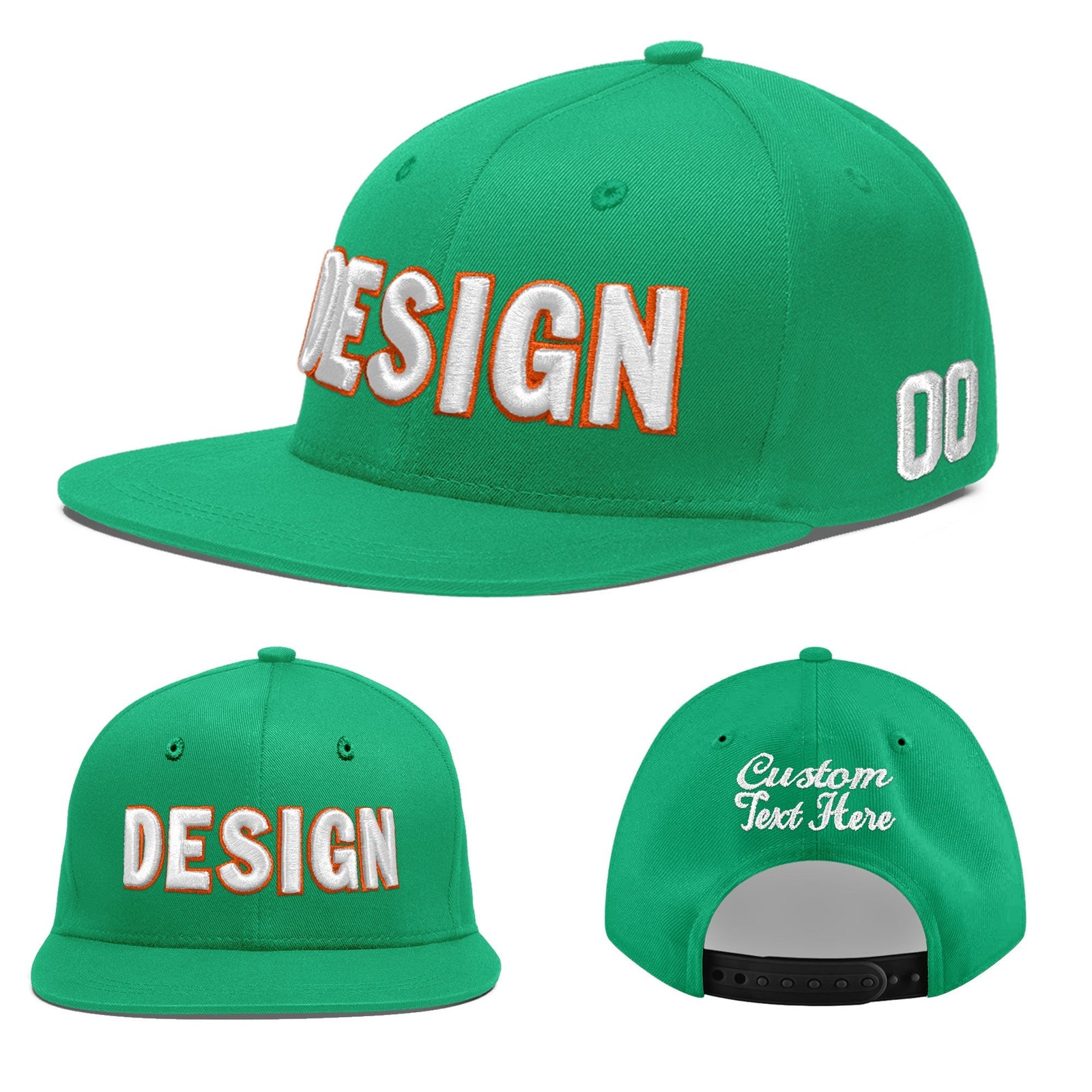 Custom Aqua 3D Puff Embroidery Flat Embroidery Casual Sport Baseball Cap