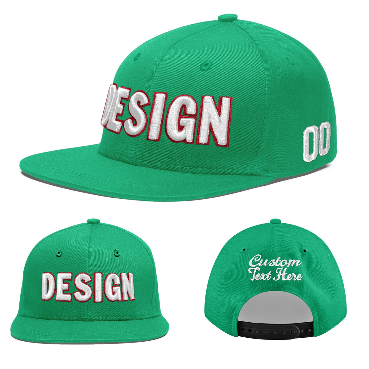 Custom Aqua 3D Puff Embroidery Flat Embroidery Casual Sport Baseball Cap