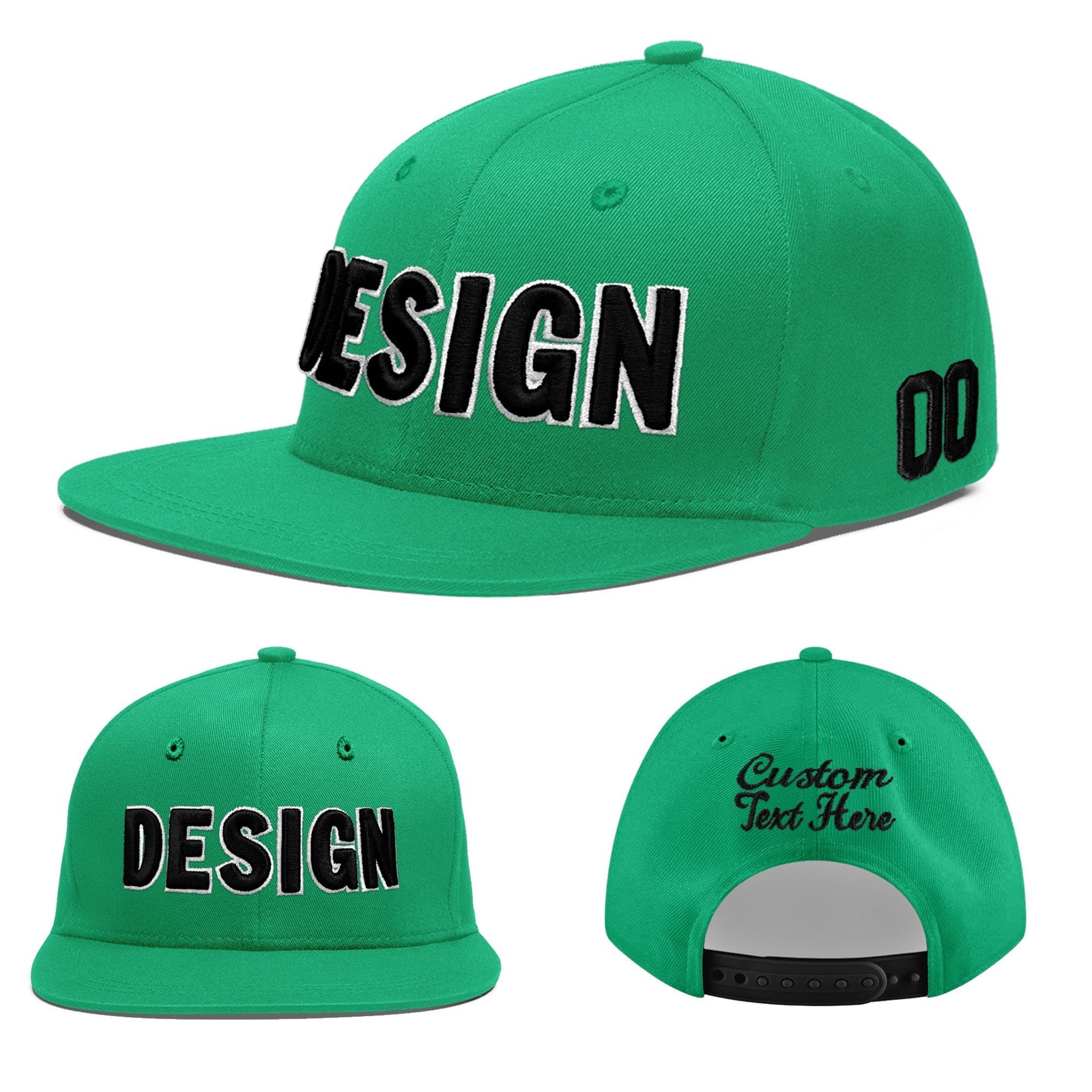 Custom Aqua 3D Puff Embroidery Flat Embroidery Casual Sport Baseball Cap