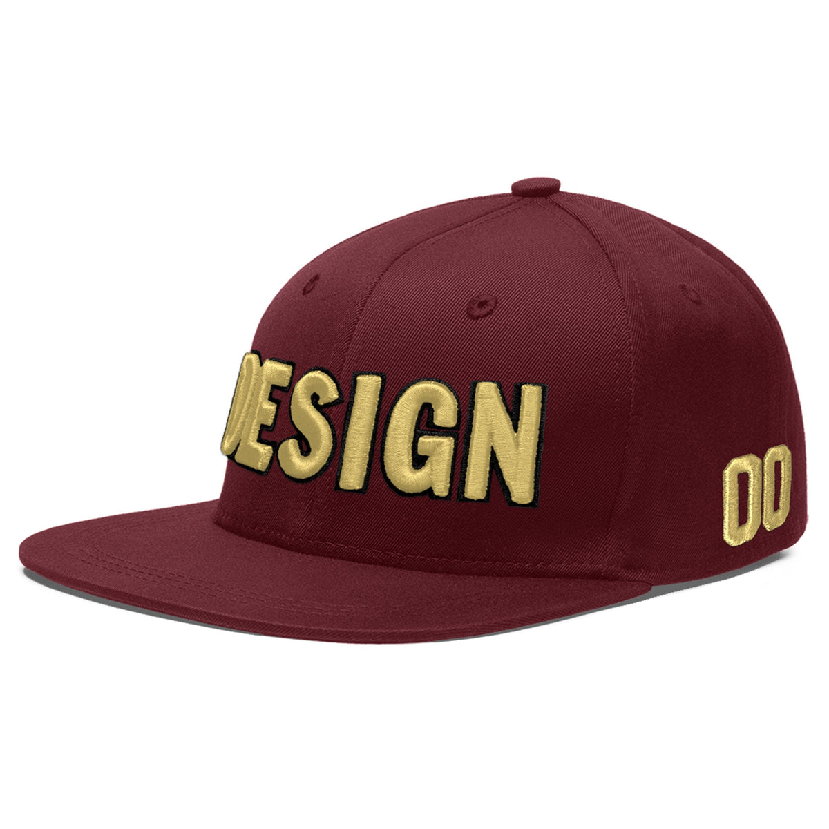 Custom Maroon 3D Puff Embroidery Flat Embroidery Casual Sport Baseball Cap
