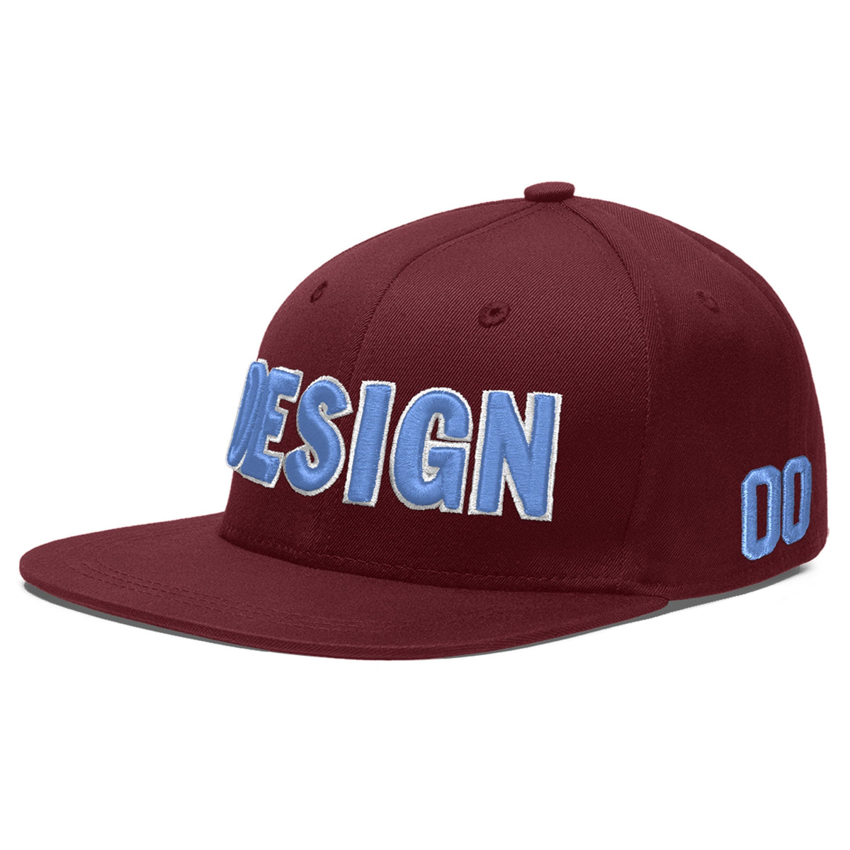 Custom Maroon 3D Puff Embroidery Flat Embroidery Casual Sport Baseball Cap
