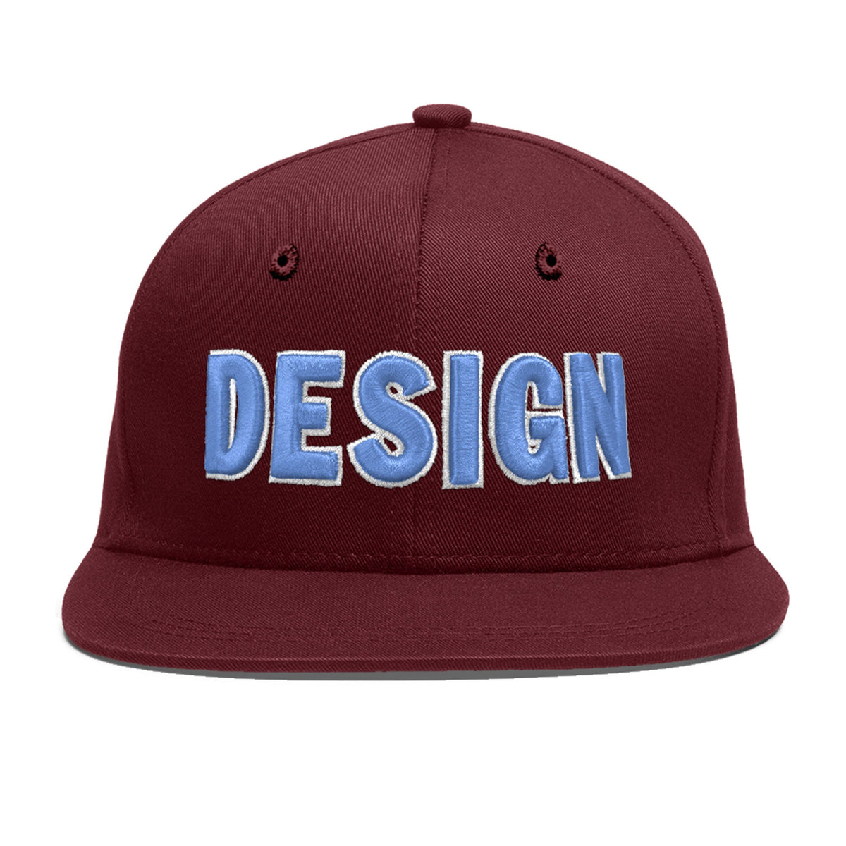 Custom Maroon 3D Puff Embroidery Flat Embroidery Casual Sport Baseball Cap