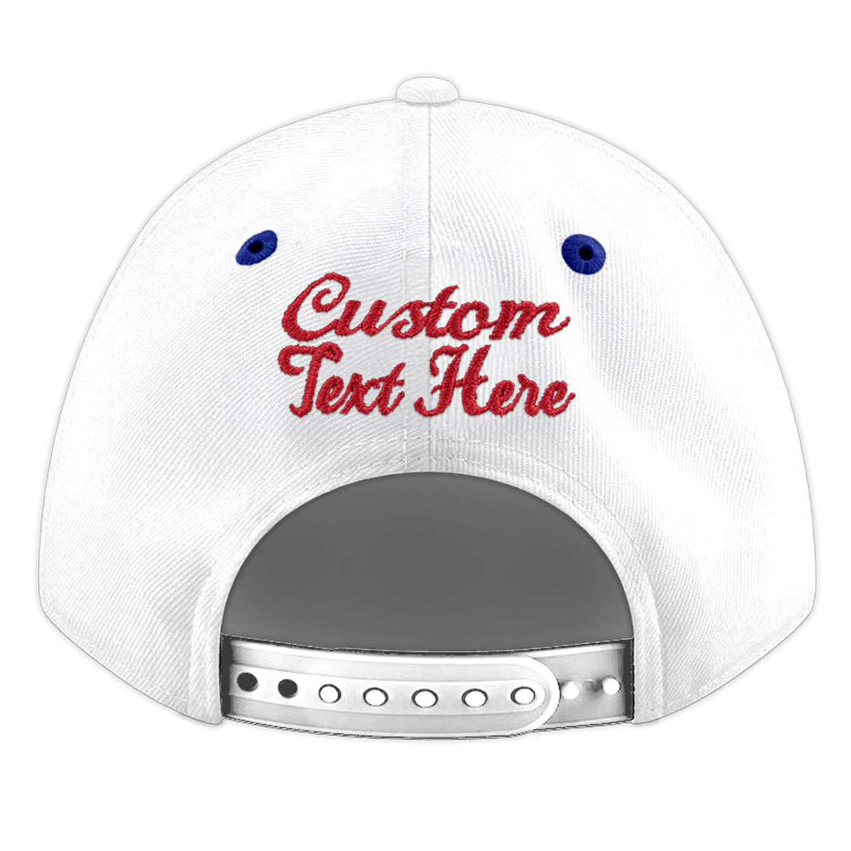 Custom White Royal Blue 15D Puff Embroidery Flat Embroidery Casual Sport Baseball Cap