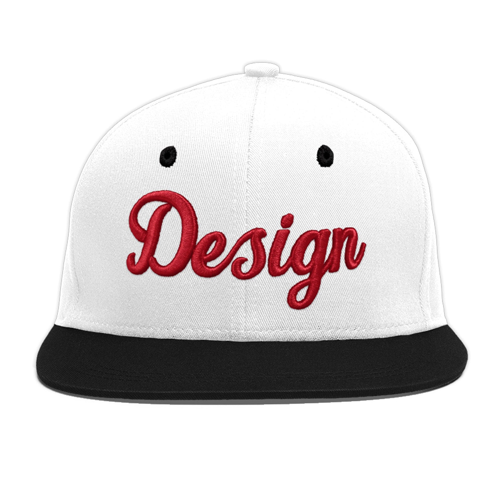 Custom White Black 3D Puff Embroidery Flat Embroidery Casual Sport Baseball Cap