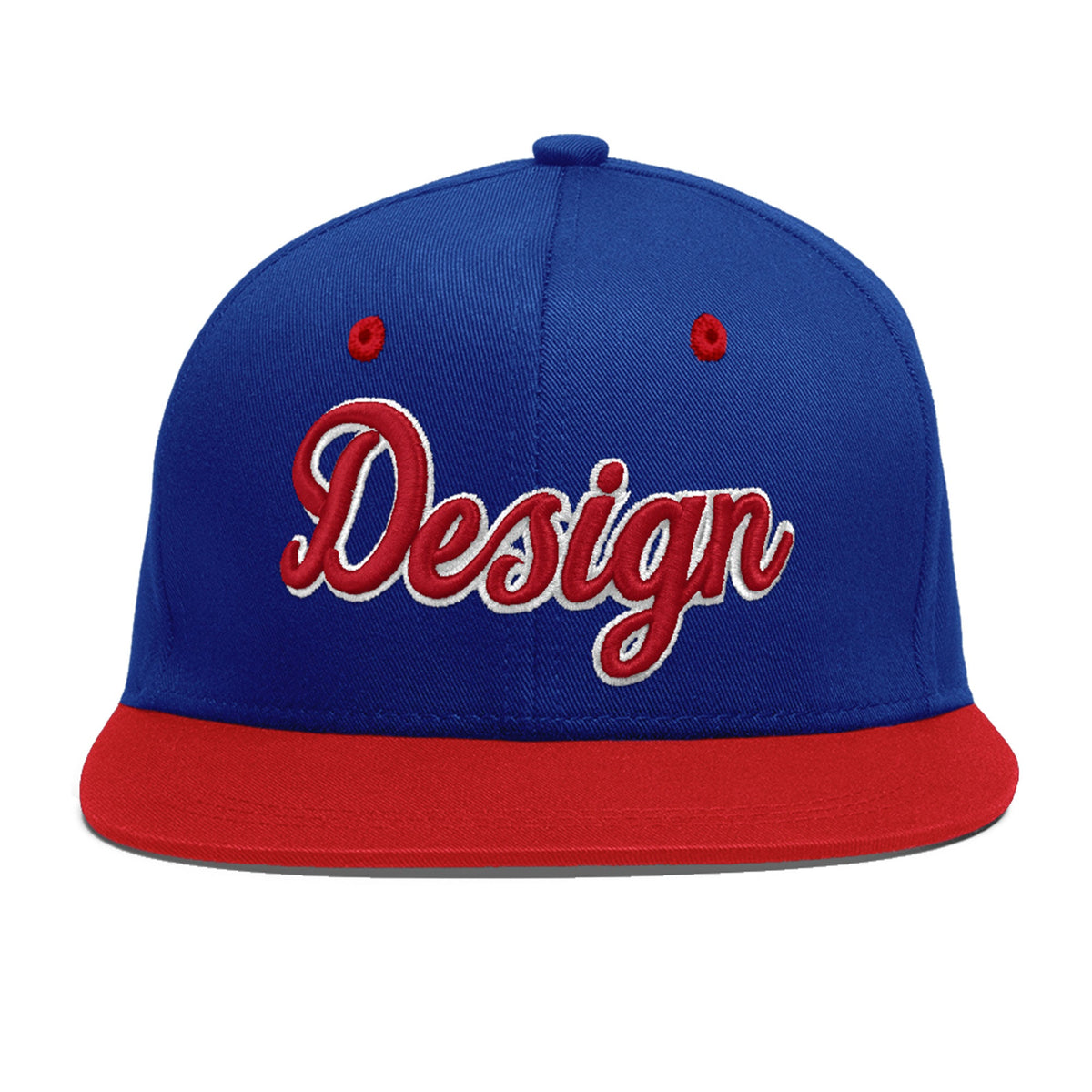 Custom Royal Blue Red 3D Puff Embroidery Flat Embroidery Casual Sport Baseball Cap