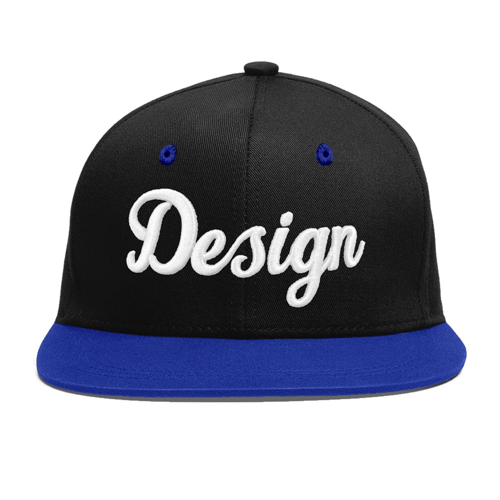 Custom Black Royal Blue 3D Puff Embroidery Flat Embroidery Casual Sport Baseball Cap